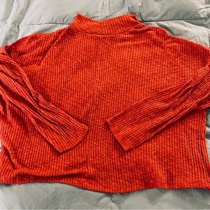 Wild Fable Burnt Orange Ribbed Cropped Long Sleeve Shirt